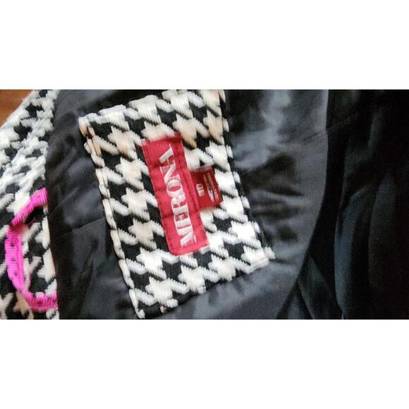 NWOT Merona Gingham Blazer jacket 10 black white adorable - Picture 7 of 8